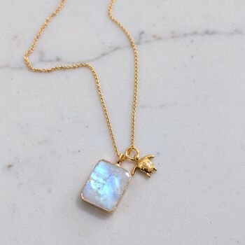 The Duo Moonstone Necklace, Gold Plated, 2 of 12
