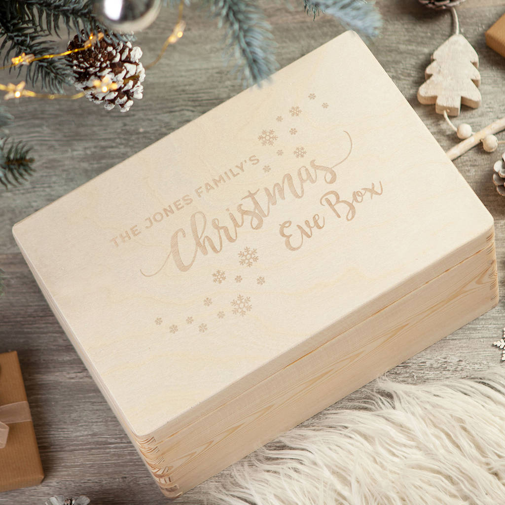 Family Wooden Christmas Eve Box Snowflakes By LOOM Weddings ...