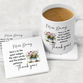 Teacher Thank You Mug – Personalised With Wildflowers And Quote, 6 of 9
