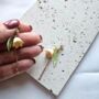 Cream Flower Stainless Steel Dangle Earrings, thumbnail 2 of 4