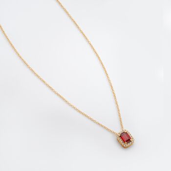 Emerald Cut Garnet 18k Gold Plated Necklace, 2 of 5