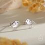 Sterling Silver Tiny Chickadee Bird Stud Earrings, thumbnail 1 of 12