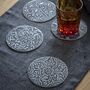 Set Of Four Floral Coasters In Blue, thumbnail 1 of 2