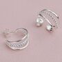 Sterling Silver Triple Hoop Bead Earrings, thumbnail 3 of 5