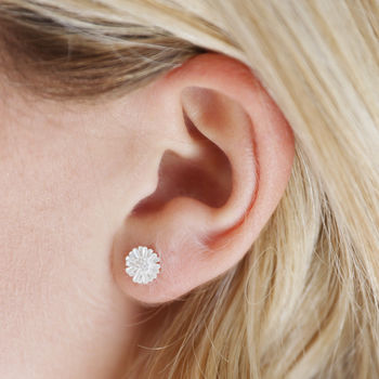 Sterling Silver Daisy Flower Stud Earrings, 3 of 5
