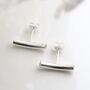 Sterling Silver Bar Stud Earrings, thumbnail 3 of 11