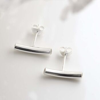 Sterling Silver Bar Stud Earrings, 3 of 11