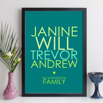 Personalised Family Names Print With Message Family Gift, 5 of 12