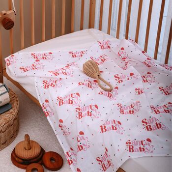 Muslin Swaddle Blanket Santa Baby Christmas, 7 of 9