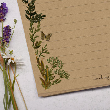 A5 Kraft Letter Writing Paper With Botanics And Ferns, 2 of 4