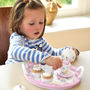 Flower Pink Role Play Wooden Tea Set, thumbnail 3 of 5