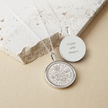 Sixpence 1966 60th Birthday Coin Necklace, 2 of 12