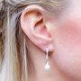 Rhinestone And Pearl Leverback Earrings, thumbnail 3 of 6