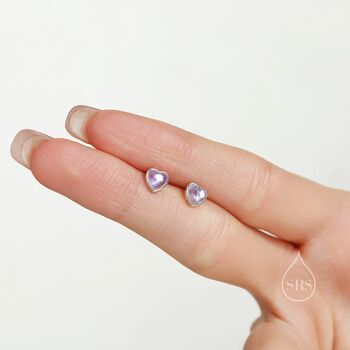 Sterling Silver Heart Stud Earrings, 7 of 10
