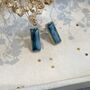 Crackle Blue Green Ceramic Bar Stud Earrings Minimalist Rectangular Studs, thumbnail 6 of 11