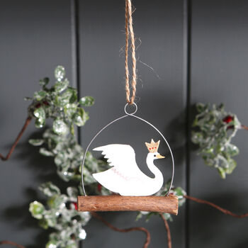 Regal Swan Hanging Christmas Tree Decoration, 2 of 2