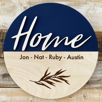Wooden Circular Home Sign With Personalisation, 3 of 7