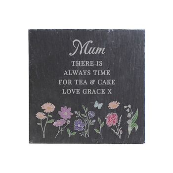 Personalised Wild Flowers Slate Coaster Gift, 3 of 3