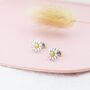 Sweet Daisy Flower Stud Earrings In Sterling Silver, thumbnail 1 of 12