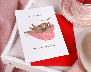 Funny Tabby Cat Meow Valentine Card, 3 of 4