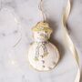 Luxury Irish Linen Festive Snowman Christmas Tree Decoration, thumbnail 2 of 5