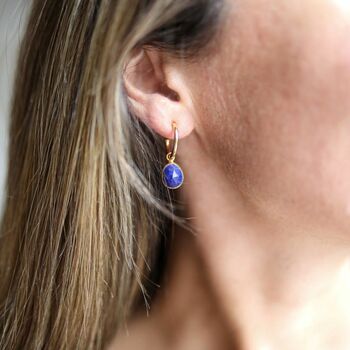 Manhattan Gold Plated And Lapis Lazuli Earrings, 2 of 4