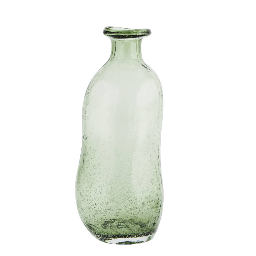 Tall Bottle Green Organic Shape Glass Vase By Posh Totty Designs
