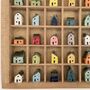 56 Handcrafted Ceramic Houses In Printer's Tray Display, thumbnail 5 of 12