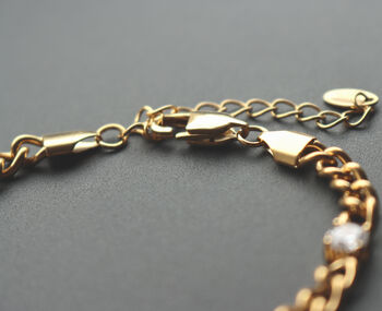 Zirconia Charm Bracelet Cuban Chain 18k Gold Plated, 8 of 10
