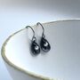 Brushed Oxidised 925 Silver And Fw Pearl Earrings, thumbnail 2 of 5