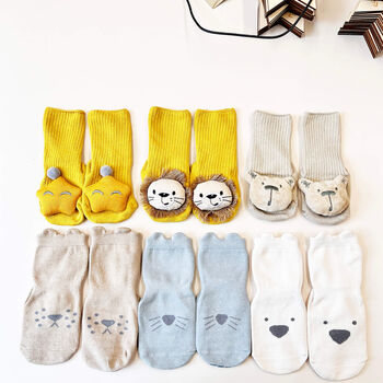 Cutesy Baby Animal Five Pairs Of Socks In A Box, 6 of 12