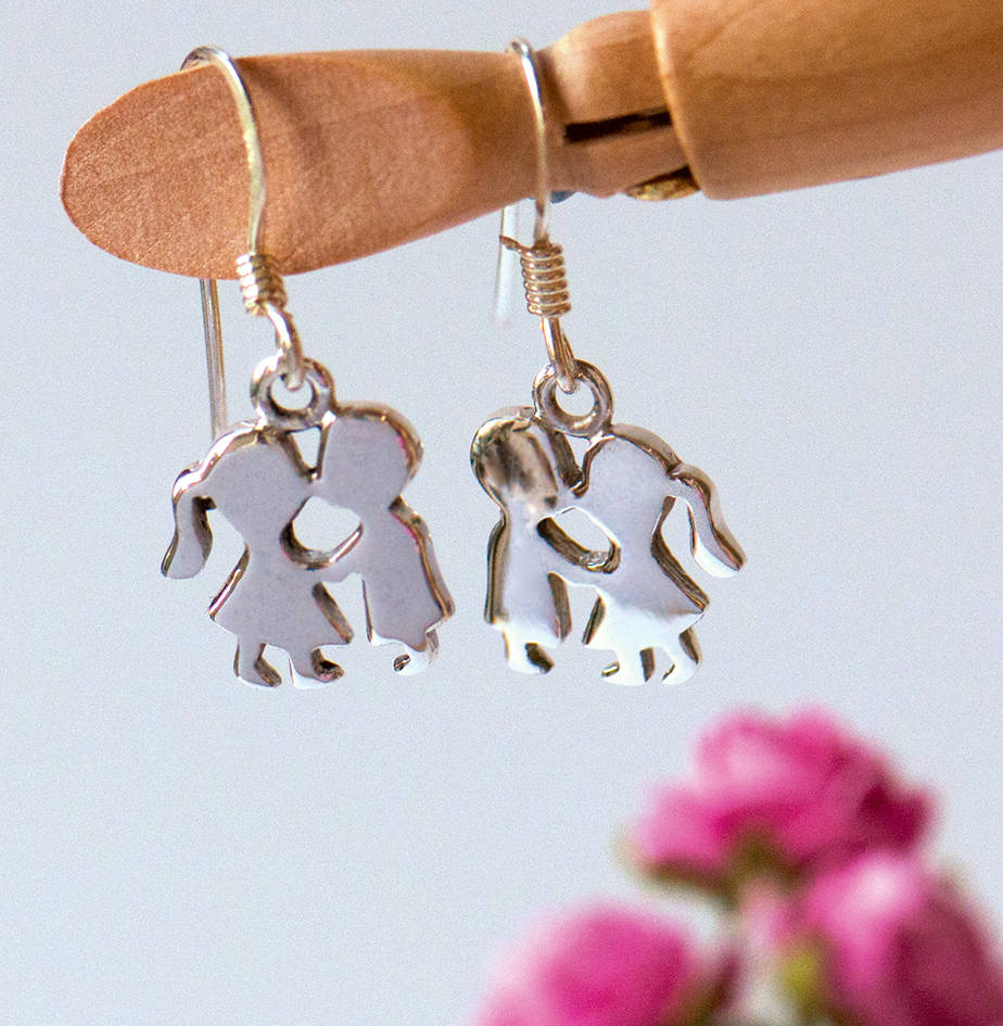 Kissing Couple 'love Is' Sterling Silver Drop Earrings By Grace ...