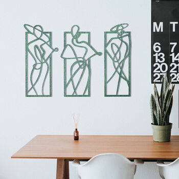 Three Muses: Contemporary Wooden Ladies Wall Art, 12 of 12