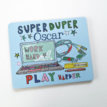 Personalised 'Work Hard Play Hard' Mousemat, 2 of 3