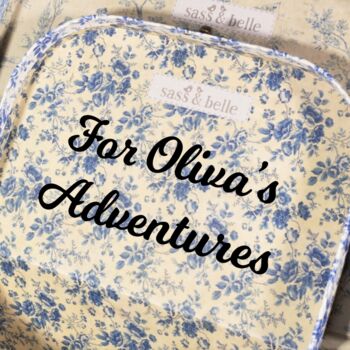 Personalised Set Of Three Blue Floral Suitcases, 2 of 7