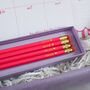 Strawberry Pink Personalised Pencil Gift Set, thumbnail 1 of 4