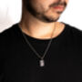 Silver Rectangle Hammered Pendant Chain Necklace For Men, thumbnail 10 of 12
