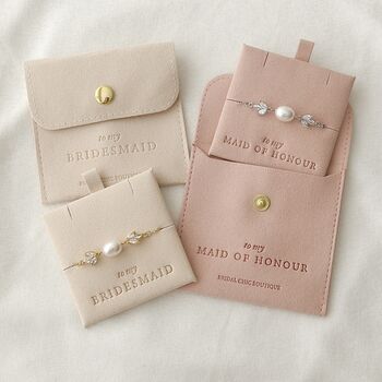 Bridesmaid Jewellery Set Bridal Party Gift With Personalised Pouch, 4 of 7