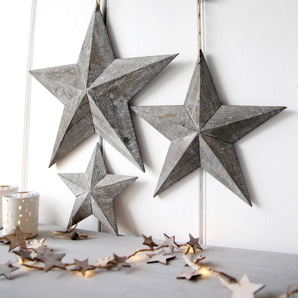 Grey Wooden Hanging Star By Clem And Co 