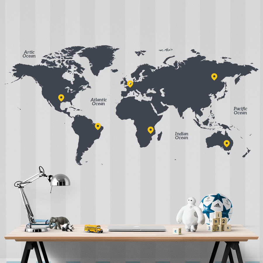  World Map Wall Sticker  By Sir Face Graphics 