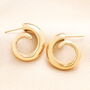 Stainless Steel Swirl Hoop Earrings In Gold, thumbnail 2 of 3
