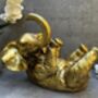 Drunken Elephant Wine Bottle Holder In Aged Gold Gift, thumbnail 7 of 12