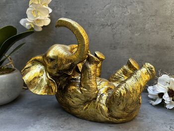Drunken Elephant Wine Bottle Holder In Aged Gold Gift, 7 of 12