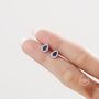 Sterling Silver Tiny Sapphire Blue Droplet Cz Halo Stud Earrings, thumbnail 2 of 12