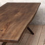 Chelsea X Shaped Live Edge Brown Oak Dining Table, thumbnail 5 of 6