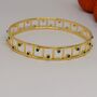 Green Onyx Gold Bangle Bracelet: Sterling Silver, thumbnail 3 of 4
