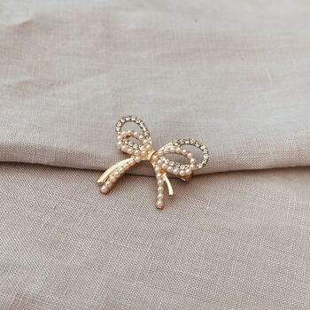 Pearl And Crystal Bow Brooch, 3 of 5