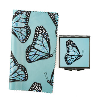 Blue Butterfly Compact Mirror And Lens Cloth Set, 5 of 11