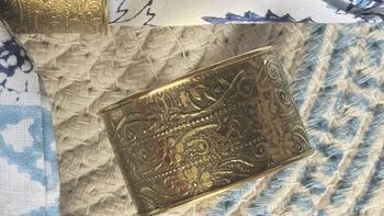 Set Of Six Table Napkin Rings Silver, Antique Gold, 9 of 11
