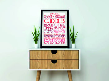 Personalised 'Favourite Things' Framed Print: Reds, 3 of 6